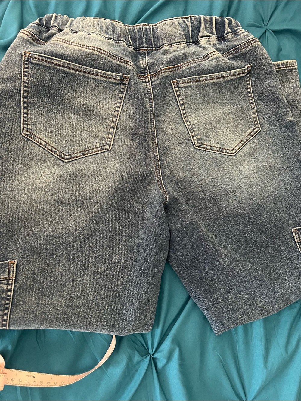 SO Light Blue Washed Denim mid rise Jogger jeans with White Drawstring - Picture 5 of 5